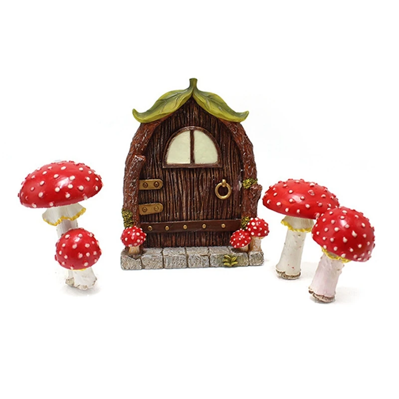 

Luminous Mushroom Door Window Ornament Yard Art Sculpture Statues Outdoor Home Decor Resin Garden Decoration For Trees Durable