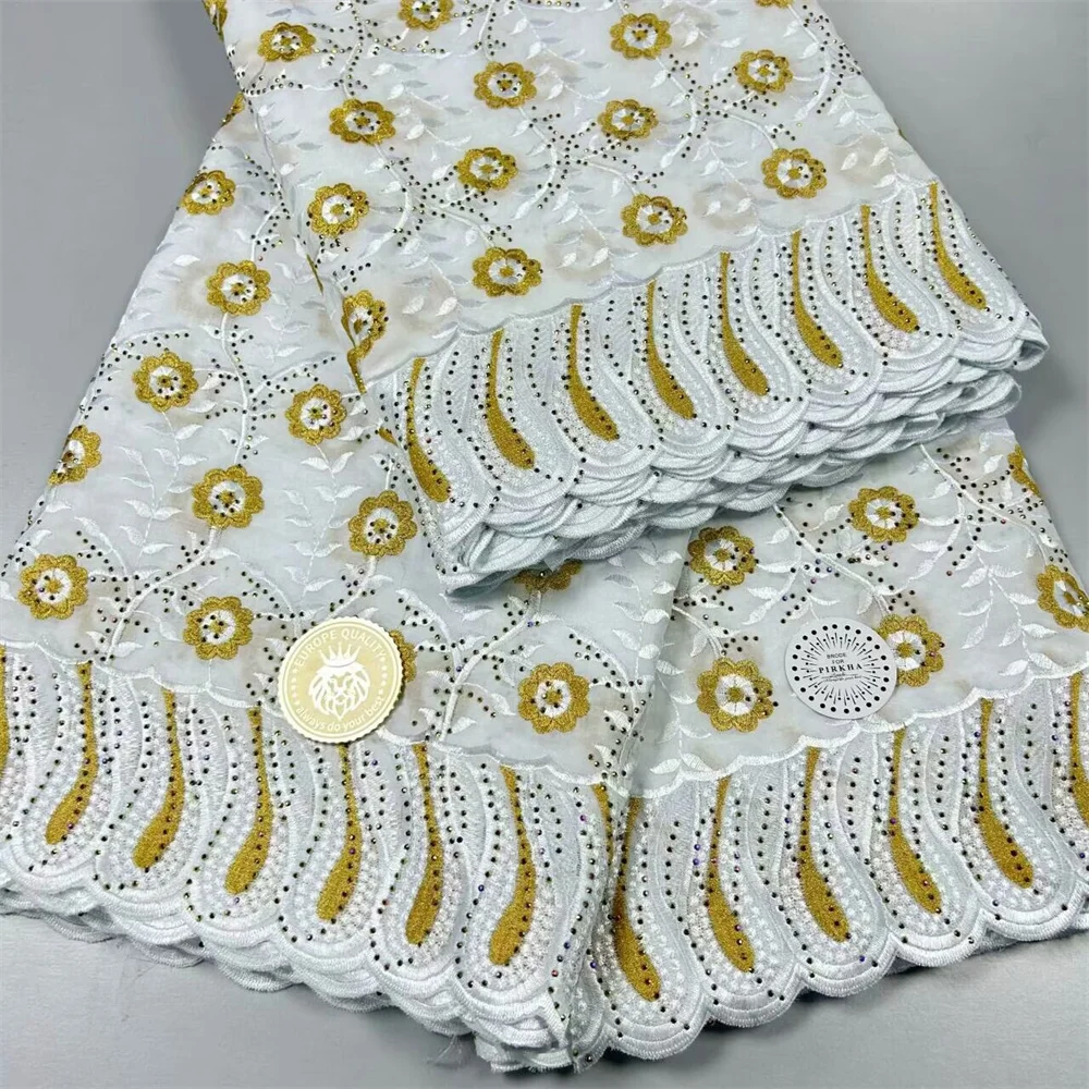 2024 Новая африканская французская швейцарская кружевная ткань с камнями