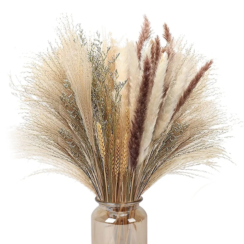 

70 шт. декор из натуральной пампасной травы, 17 дюймов сушеная пампасная Трава Декор-5 цветов помпоны трава растения для цветов