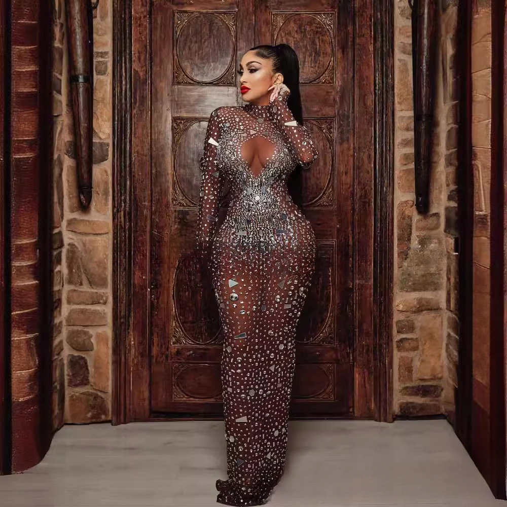 Женское великолепное роскошное вечернее платье с блестками и кристаллами