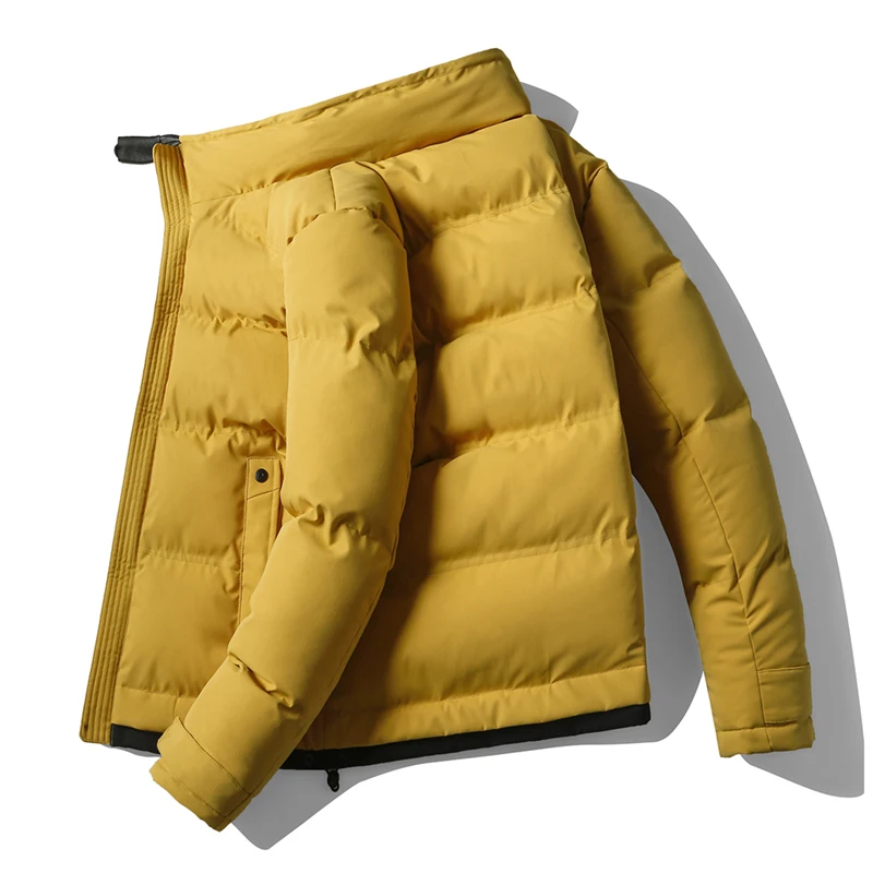 

Men's Streetwear Hip Hop Bomber Jacket 2022 New Winter Parka Solid Jackets Thick Warm Coat Long Hooded Windproof Padded Outwear