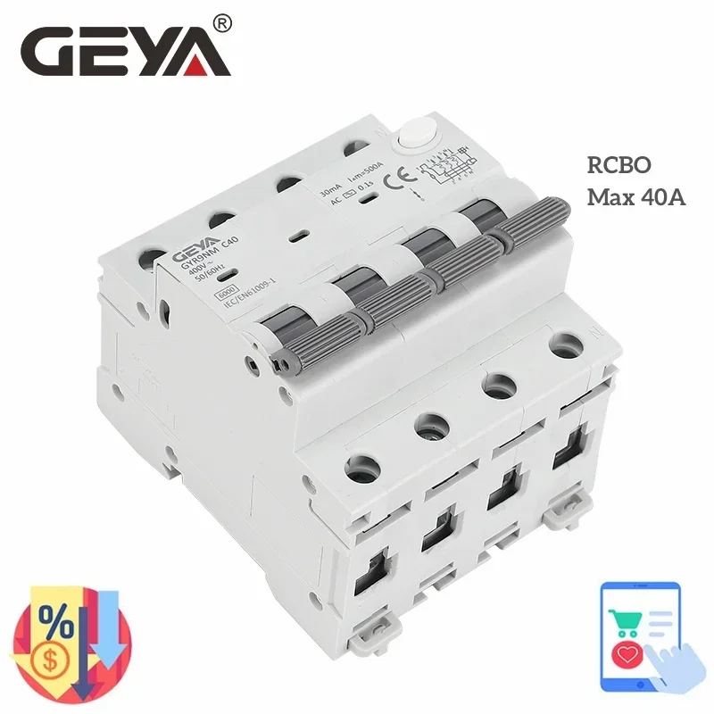 

GEYA GYR9NM 3P+N RCBO 16A 25A 32A 40A 6KA Электромагнитный тип переменного тока с защитой от перегрузки по току 30 мА
