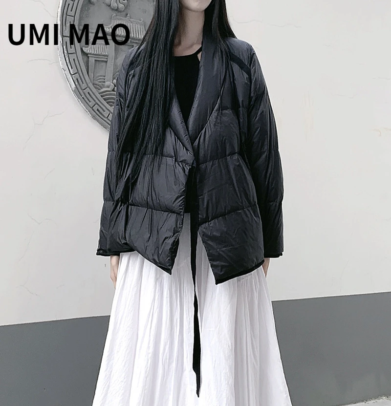 UMI MAO Yamamoto Dark Chinese Style Fashion Coat Warm 2022 Winter Homemade Cool Tie Down Jacket Female Women Femme Y2K