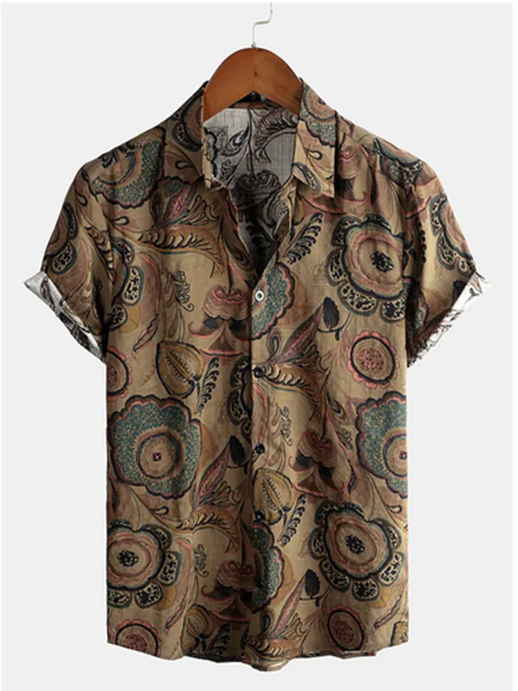 Summer Short Sleev Men's Hawaiian Shirt Loose Top 3XL 3D Print Shirts For Men 2022 Fashion Shirt Men Cotton Linen Breathable