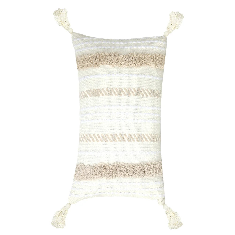 

Linen Pillow Case Pillow Case Living Room Simple Pillowcase Cotton Woven Tassel Thread Cushion