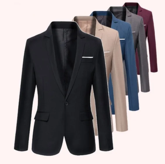 

Men Blazers Slim Autumn Suit Blazer Business Formal Party Male Suit One Button Lapel Casual Long Sleeve Pockets Top Plus Size