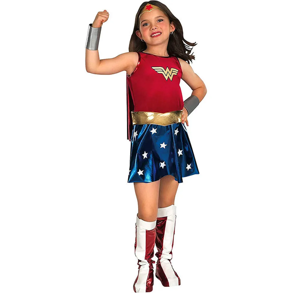 

Super DC Heroes Wonder Woman Child's Costume Halloween New Year Cosplay Dress Superhero Girl Fancy Dress