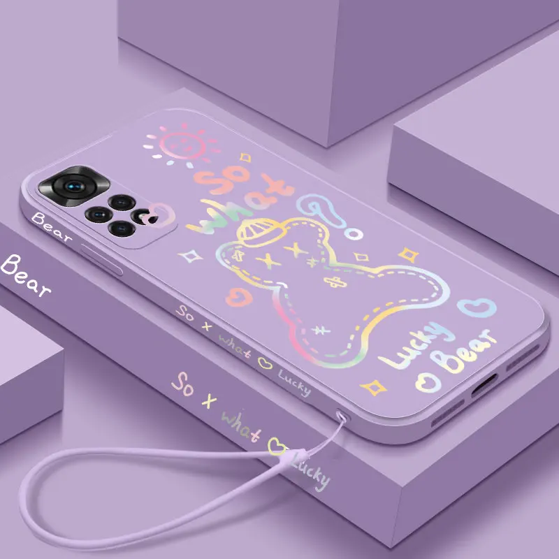 redmi note 10 pro 10s cover bear hand strap tpu phone case for redmi note 11 9 9s 8 8t 9t 7 pro 11t poco x3 x4 9c 9a mi 11 lite free global shipping
