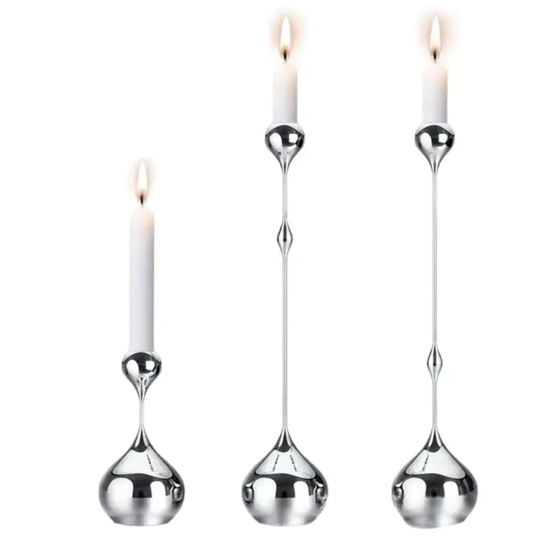 

Металлический подсвечник серебряный, романтическое художественное украшение стола для домашней столовой, реквизит для свадебной фотографии, свечи