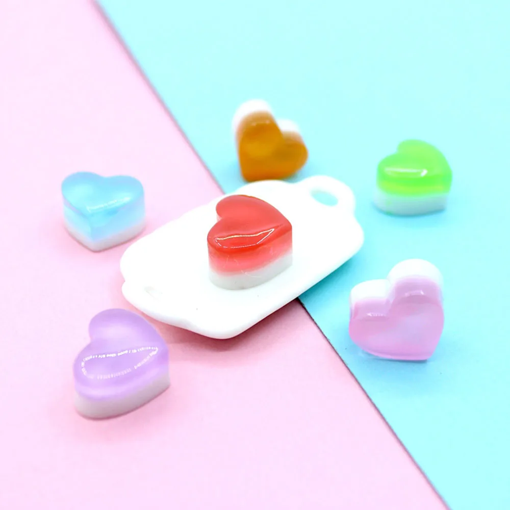 10pcs cute diy heart candy slime supplies accessories phone case decoration for slime filler miniature resin cake candy free global shipping