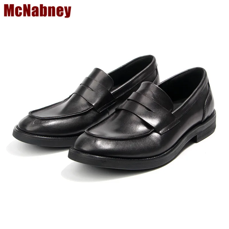 

Туфли из натуральной кожи, лоферы, Ретро стиль, матовая и изношенная прострочка, повседневная обувь из воловьей кожи, черные и коричневые