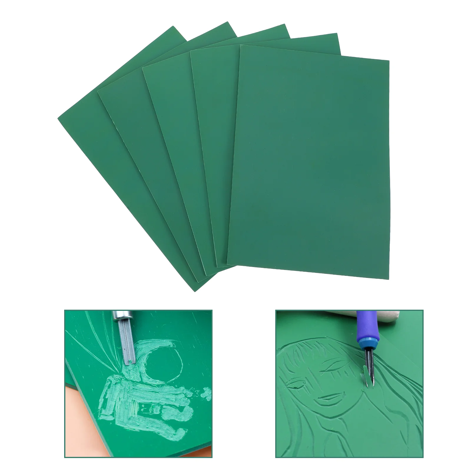 

5 Pcs Rubber Sheet Kid Stamps Printmaking Engraving Plate Printing Ink Boards PVC Carving Tool Child Kids Toy