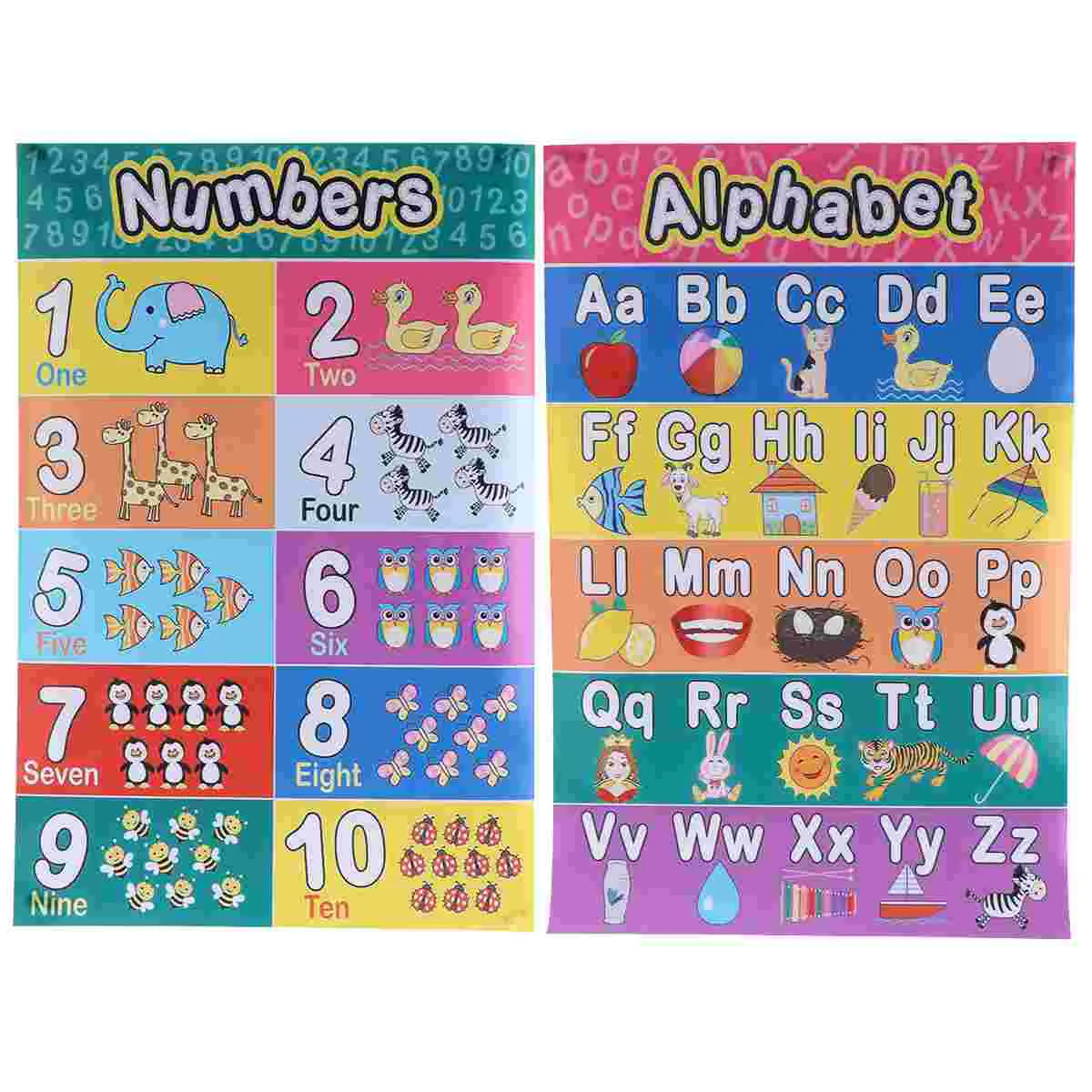 

2 Sheets Alphabet Poster For Toddlers, Kids Classroom Learning Wall Chart Early Childhood Pack Numbers, ABC Letter Posters for