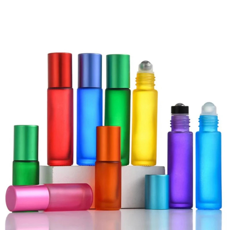 

10 мл портативный Матовый красочный Толстый Стеклянный Флакон для эфирного масла флакон для духов многоразовый роликовый флакон для путеше...
