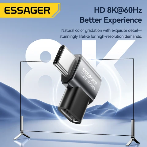 Essager USB4.0 40 Гбит/с OTG конвертер 240 Вт доставка питания под прямым углом USB C адаптер передачи данных для телефона Macbook планшета 8K60 Гц