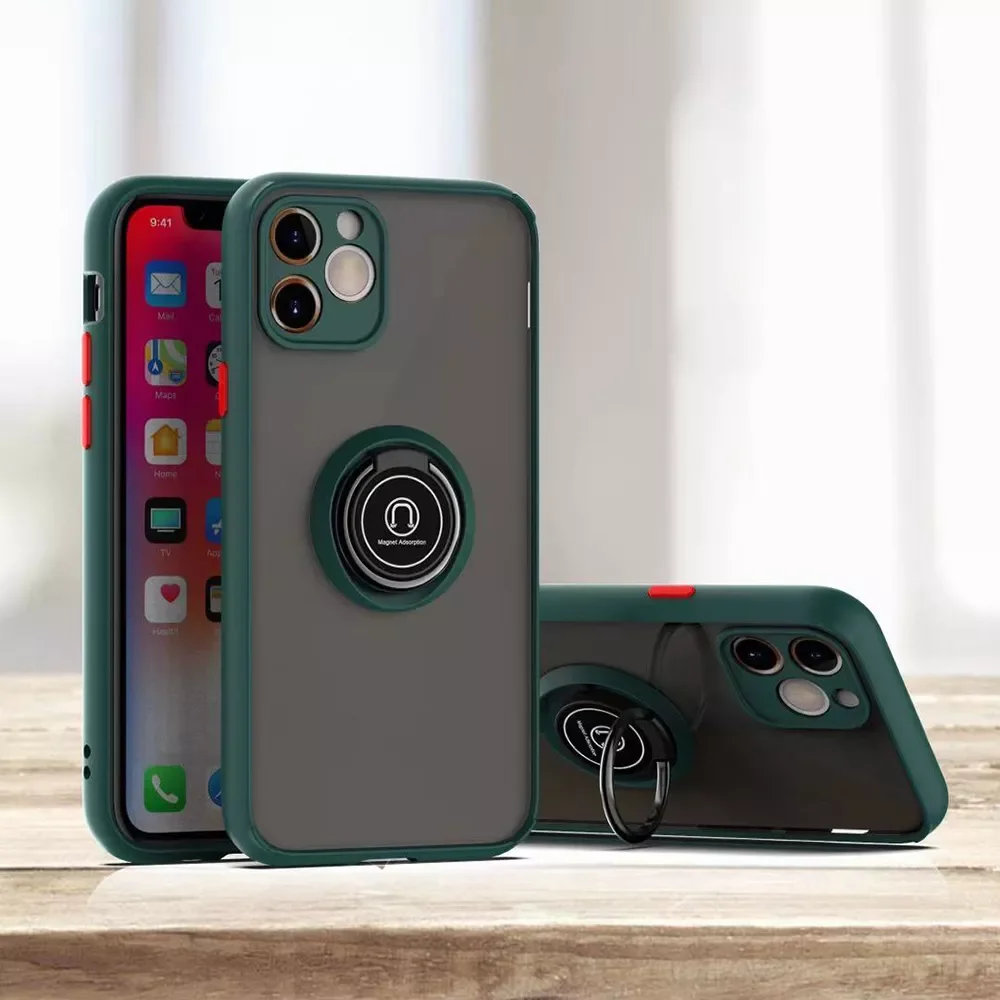 

NEW2022 Luxury Camera Len Protection Case Coque For iPhone 11 12 13 Pro Max X XR XS Max 6 7 8 Plus SE Ring Stand Holder Back Mat