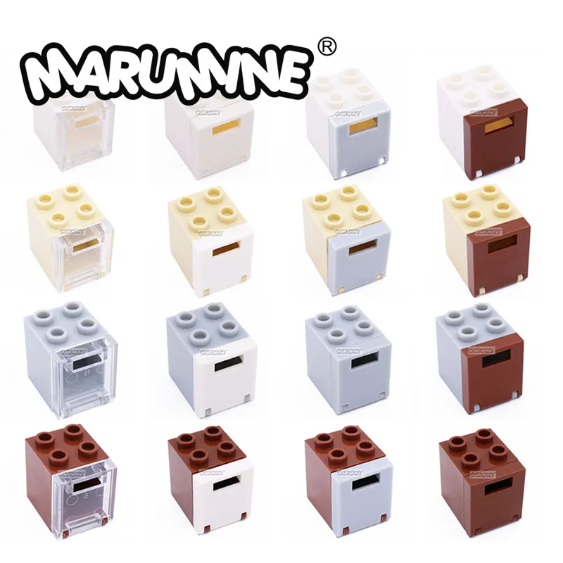 

Marumine MOC Bricks Mail Postbox 10PCS Containers 2x2x2 with Door Compatible Assembles Particles 4345 4346 Building Blocks Parts