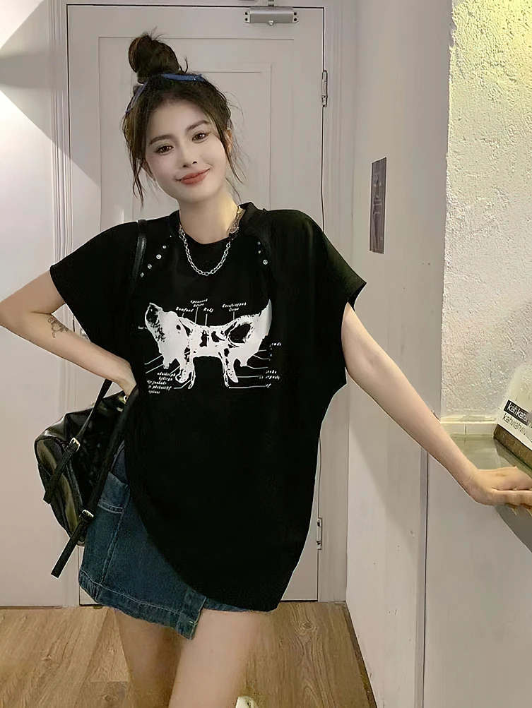 Женская блузка с открытыми плечами и коротким рукавом свободного покроя