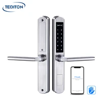 tediton ip65 waterproof ttlock app stainless steel smart sliding fingerprint aluminum door lock