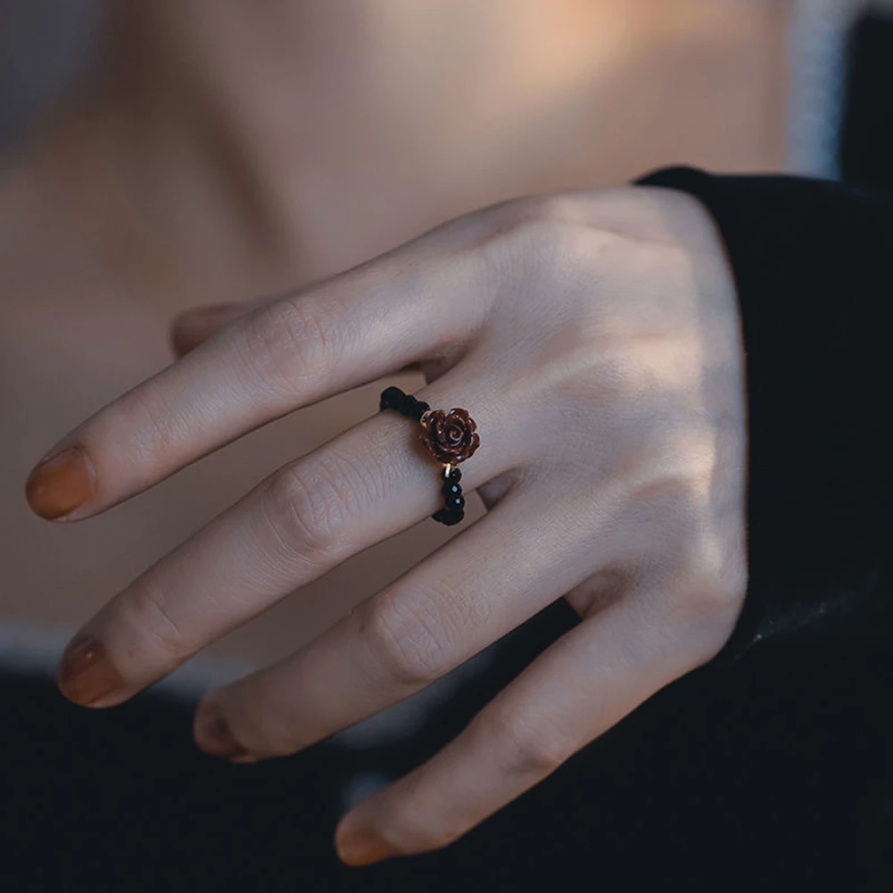 

Korean Fashion Acrylic Ring Set For Women 1 Pcs Aesthetic Red Color Resin Beaded Elastic Ring 2022 Bridal Wedding Party Jewelry