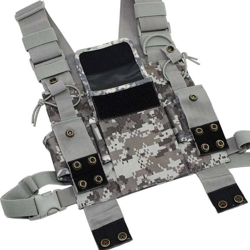 Newest PT-12 Camouflage Nylon Multifunctional Tactical Chest Bag Radio Holder Hanging Adjustable Portable For Military Outdoor