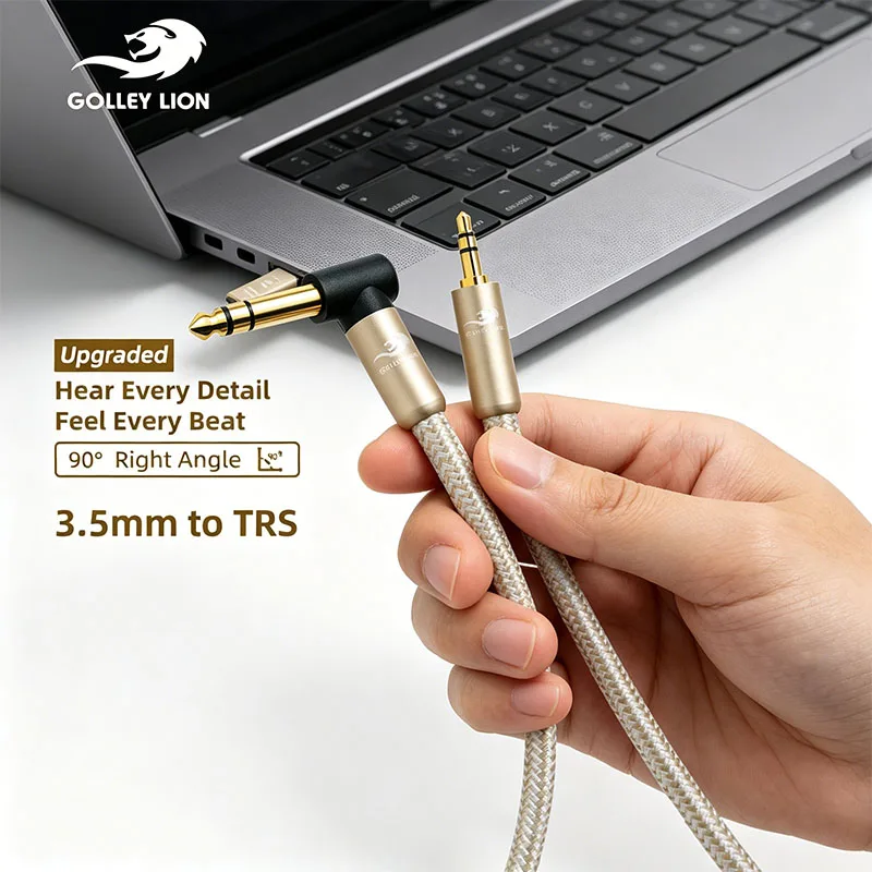 Фото Аудиокабель GOLLEY LION Straight 3.5mm - 6.35mm TRS Stereo с прямым и угловым разъемами, с серебряным покрытием, медный проводник №1