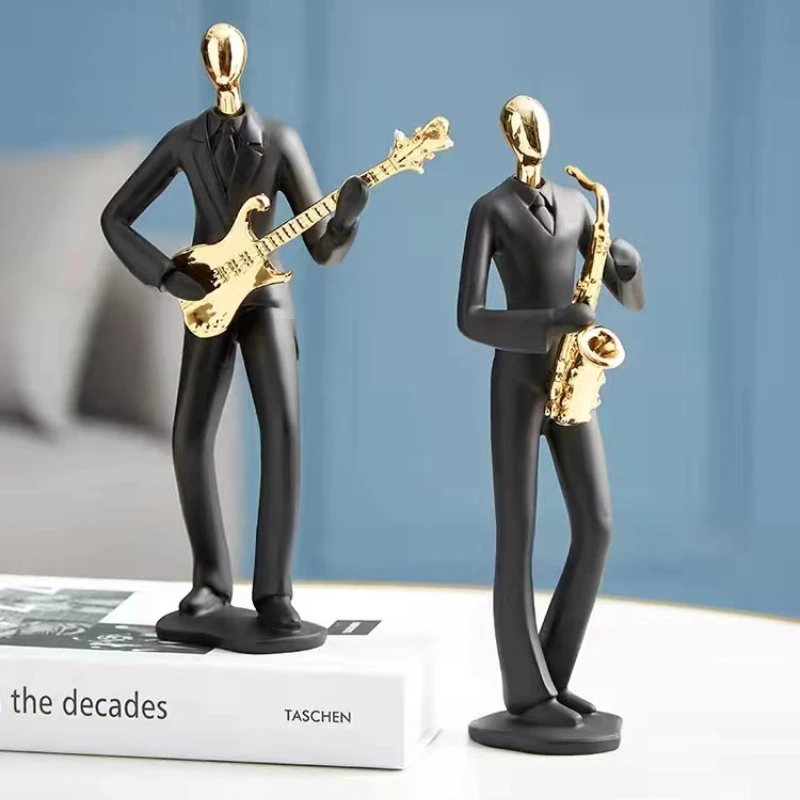 

Music Resin Statue Music Band Figure Abstract Art Sculpture Northern Europe Modern Figurines Home Decoration Room Accessories
