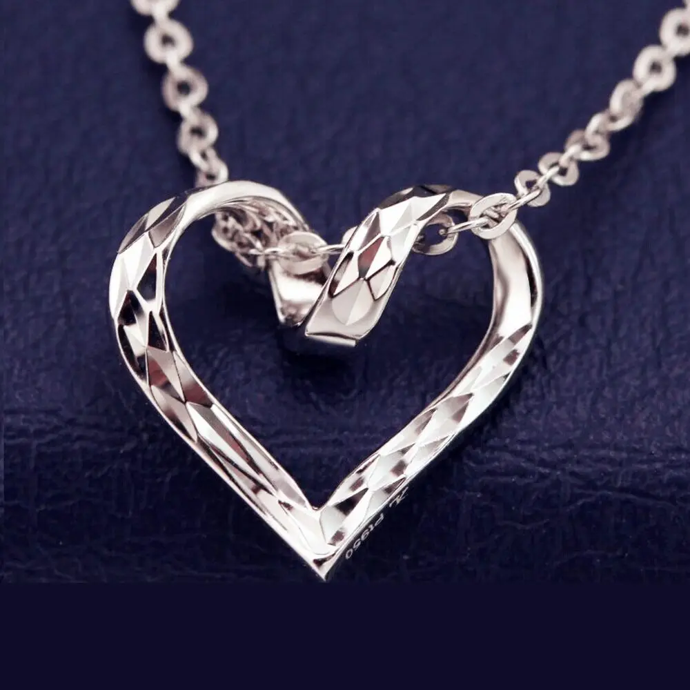 

PT950 Pure Platinum 950 Pendant Men Women Gift Lucky Carved Heart Pendant 1.1g