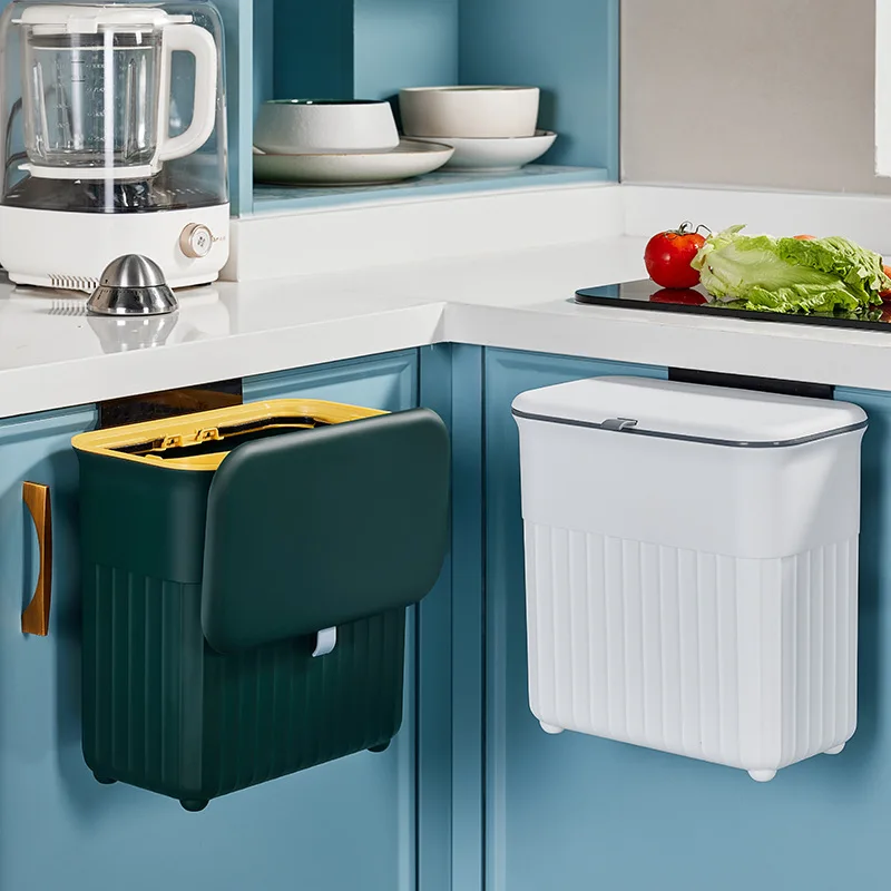 

9L Wall Mounted Trash Can Kitchen Cabinet Storage Smart Bucket for Bathroom Recycling Hanging Trash Bins Kitchen Accessories Bin