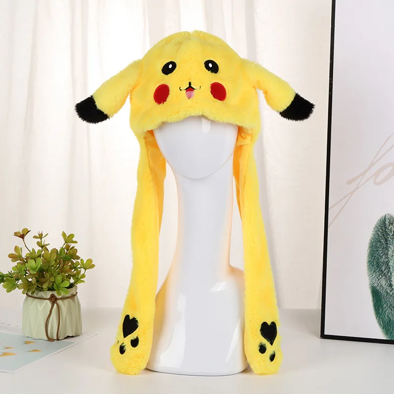 

Cartoon Pokemon Pikachu Hat Kawaii Pikachu Bunny Ears Hat Flashing Ear Moveable Plush Doll Creative Birthday Gift For Girl