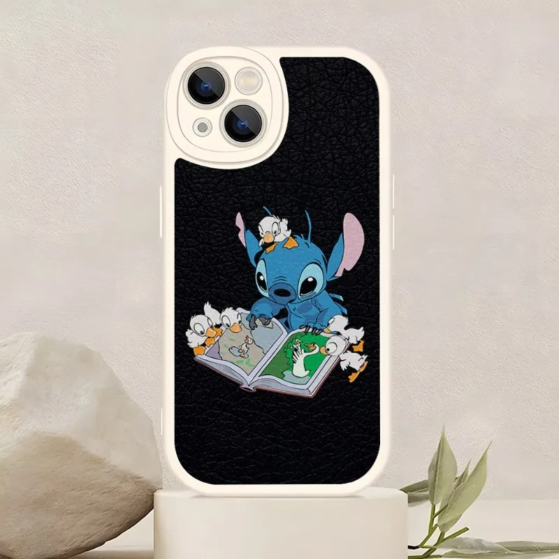

Cartoon Stitch Phone Case For IPhone 14 11 12 13 Pro Max Mini X XR XS 7 8 Plus Lens Protection Painted Upholstered