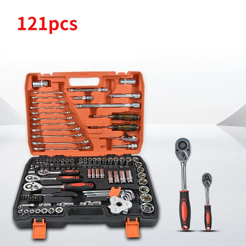121Pcs Socket Wrench Set Sleeve Ratchet Wrench Assembly Tool Household Repair Tools Automotive Machinery Repair Toolbox