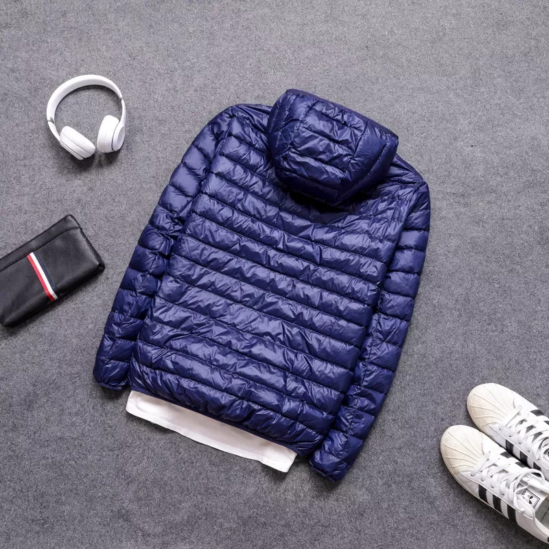 2022New Men Ultralight Thin Down Jacket White Duck Down Hooded Jackets Full Sleeve Warm Coat Parka Portable Outwear