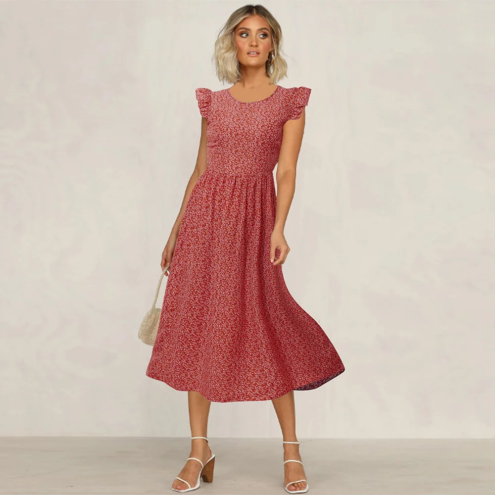 

Женское богемное Платье с принтом, модное сексуальное платье с круглым вырезом, летние платья-трапеции с рукавами-фонариками, женские платья на день рождения, лето 2023