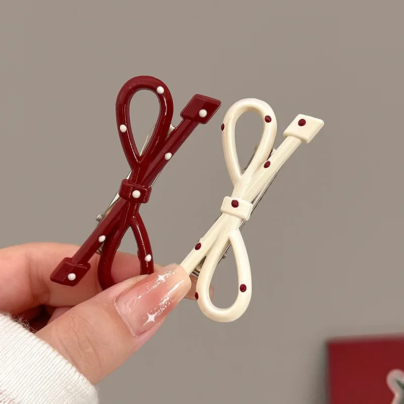 2/8 шт. заколки для волос с бантом в горошек женские простые пластиковые челкой по