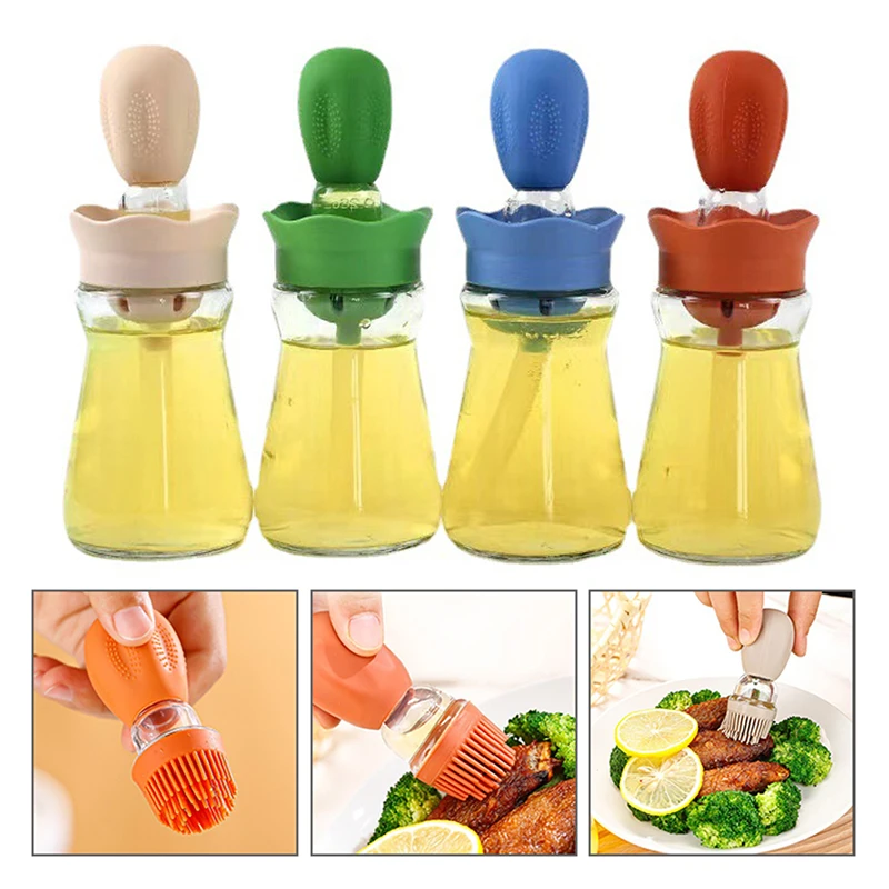 

Oil Bottle With Silicone Brush Oil Spray Baking Barbecue Grill Oil Dispenser Cookware Baking BBQ Tool Kitchen Accessories
