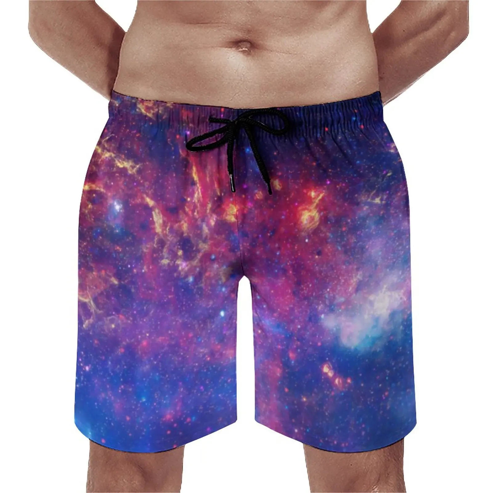 

Milky Way Galaxy Board Shorts Colorful Starry Night Funny Beach Shorts Male Custom Running Quick Dry Swimming Trunks Gift