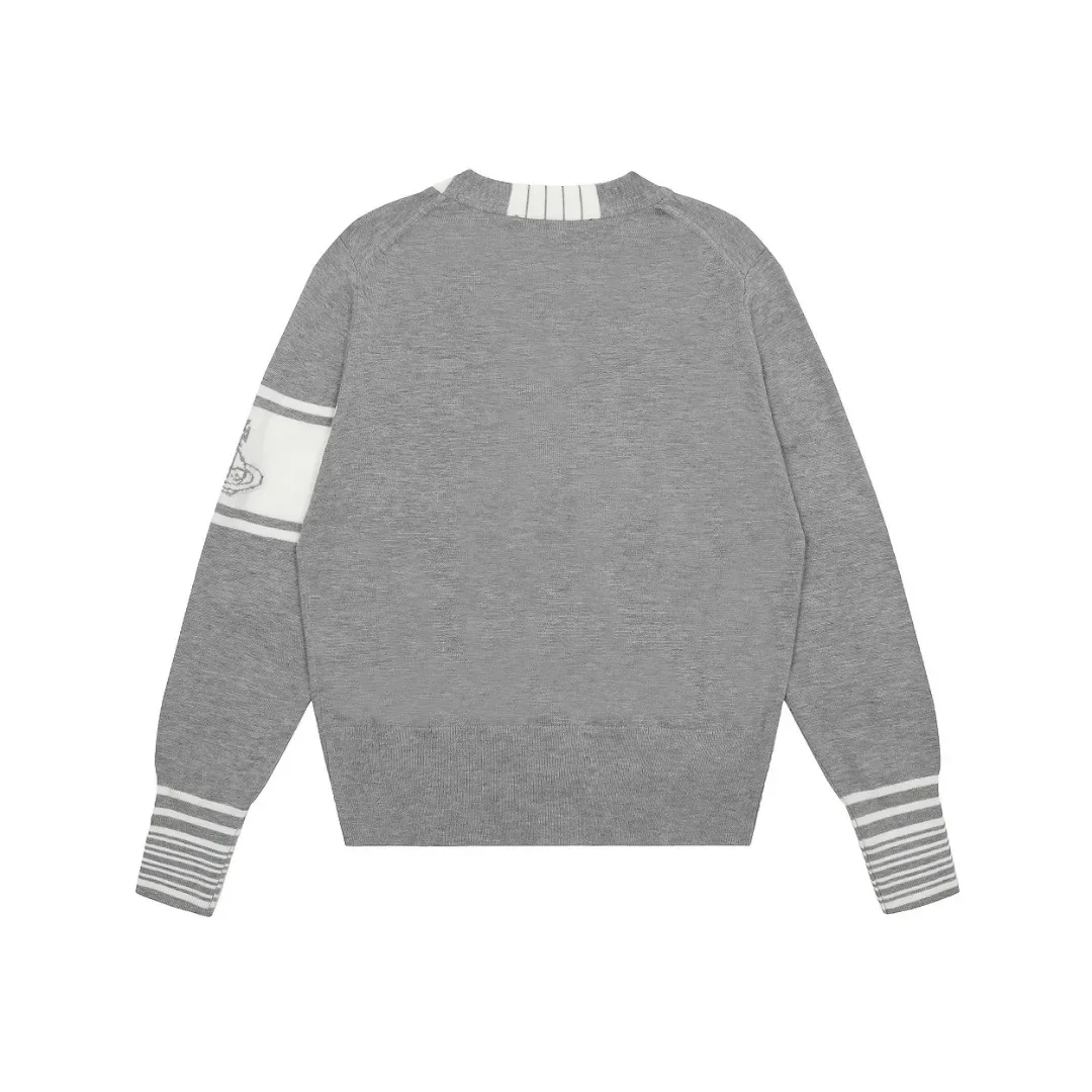 Женский жаккардовый кардиган с V-образным вырезом в полоску