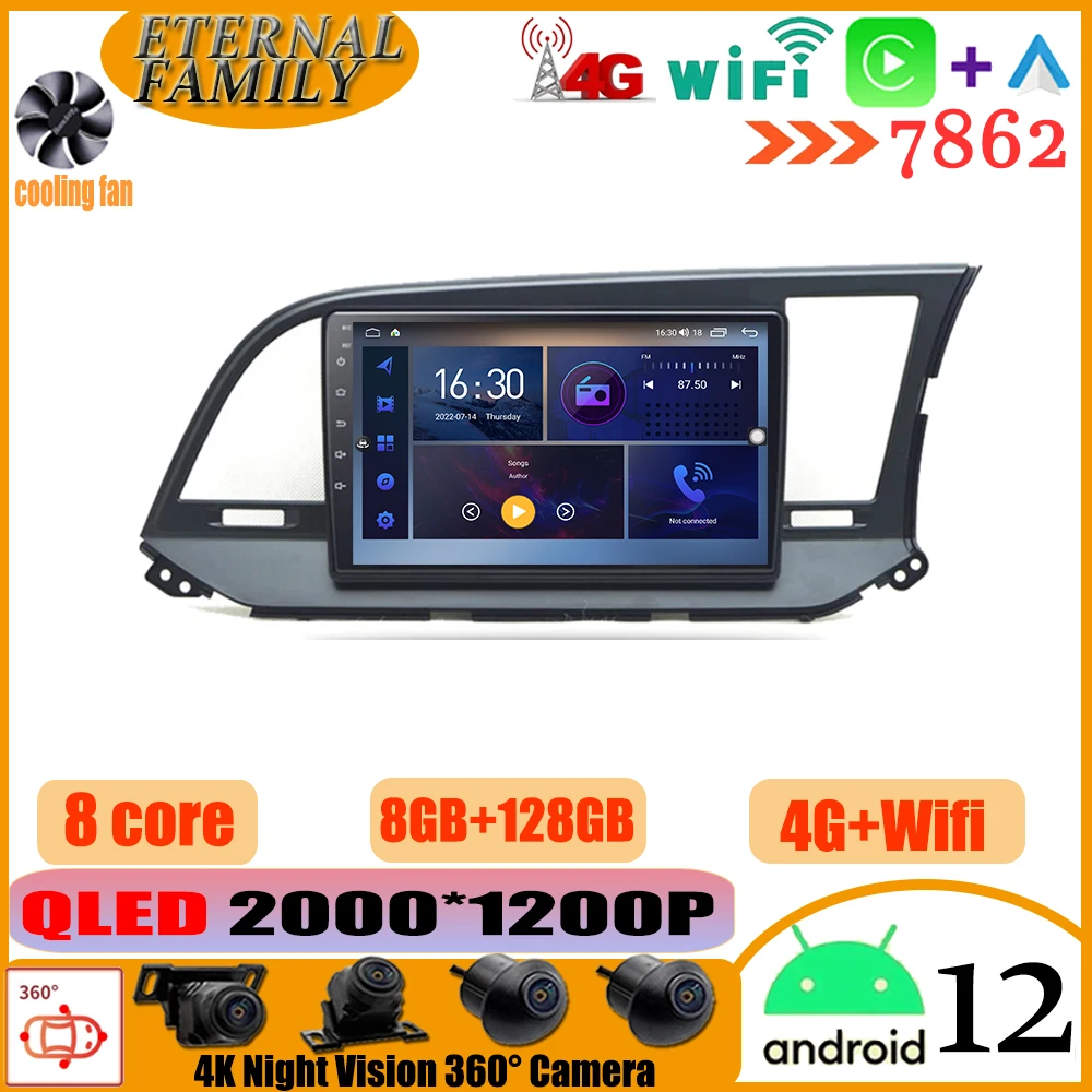 

Android 12 Car Radio For Hyundai Elantra 6 RHD 2015 2016 2017 2018 Multimidia Video Player GPS Navigaion Split Screen NO 2 Din