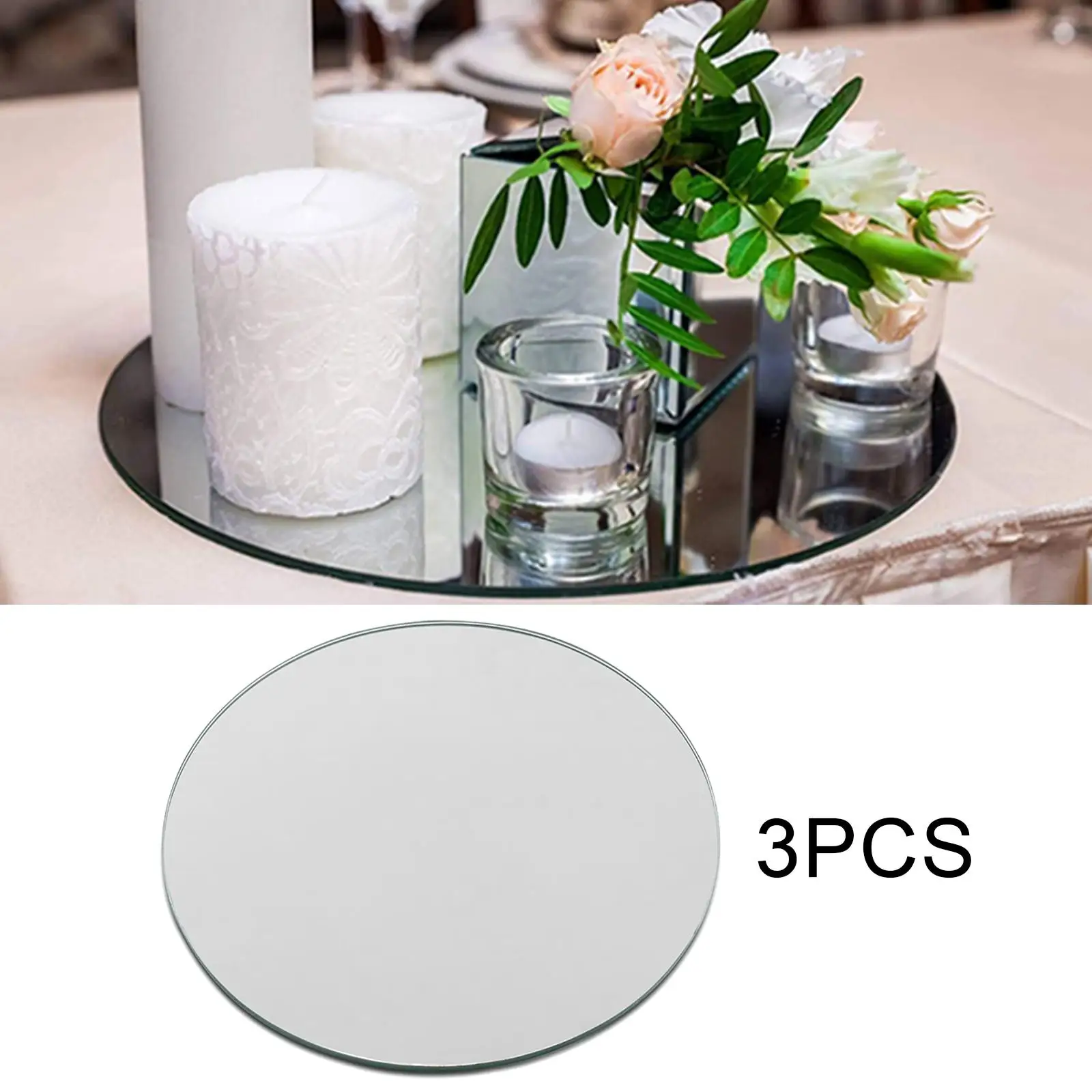 Набор из 3 круглых подсвечников с зеркальной пластиной органайзер для свадебных