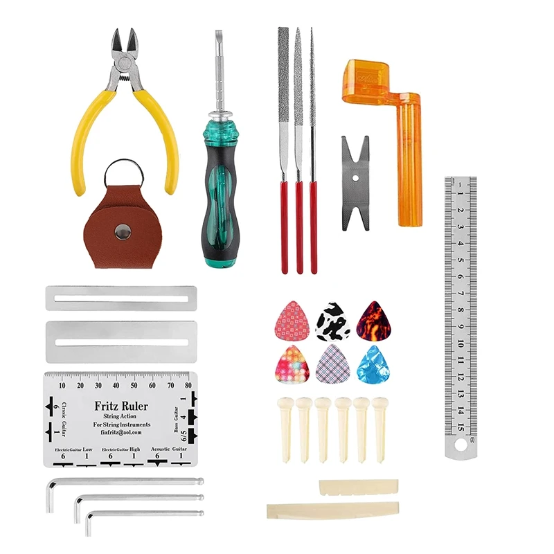

30Pcs Guitar Tools Kit,Guitar Maintenance Kit For Acoustic Guitar Electric Guitar Ukulele,Guitar Maintenance Tool