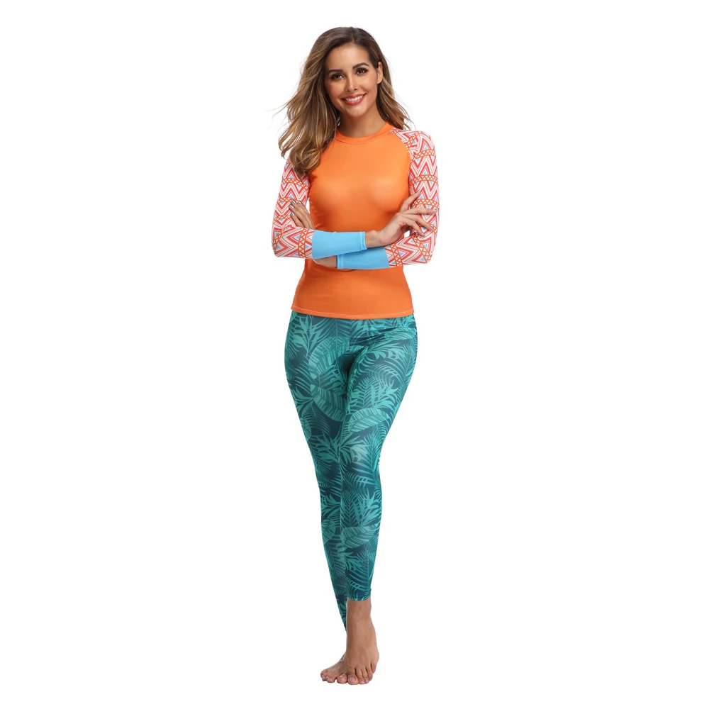 Women's Fashion And Comfortable Split Long-Sleeve Sunscreen Surfing Suits Water Sports Beach Quick-Drying Swim Surfing Suits