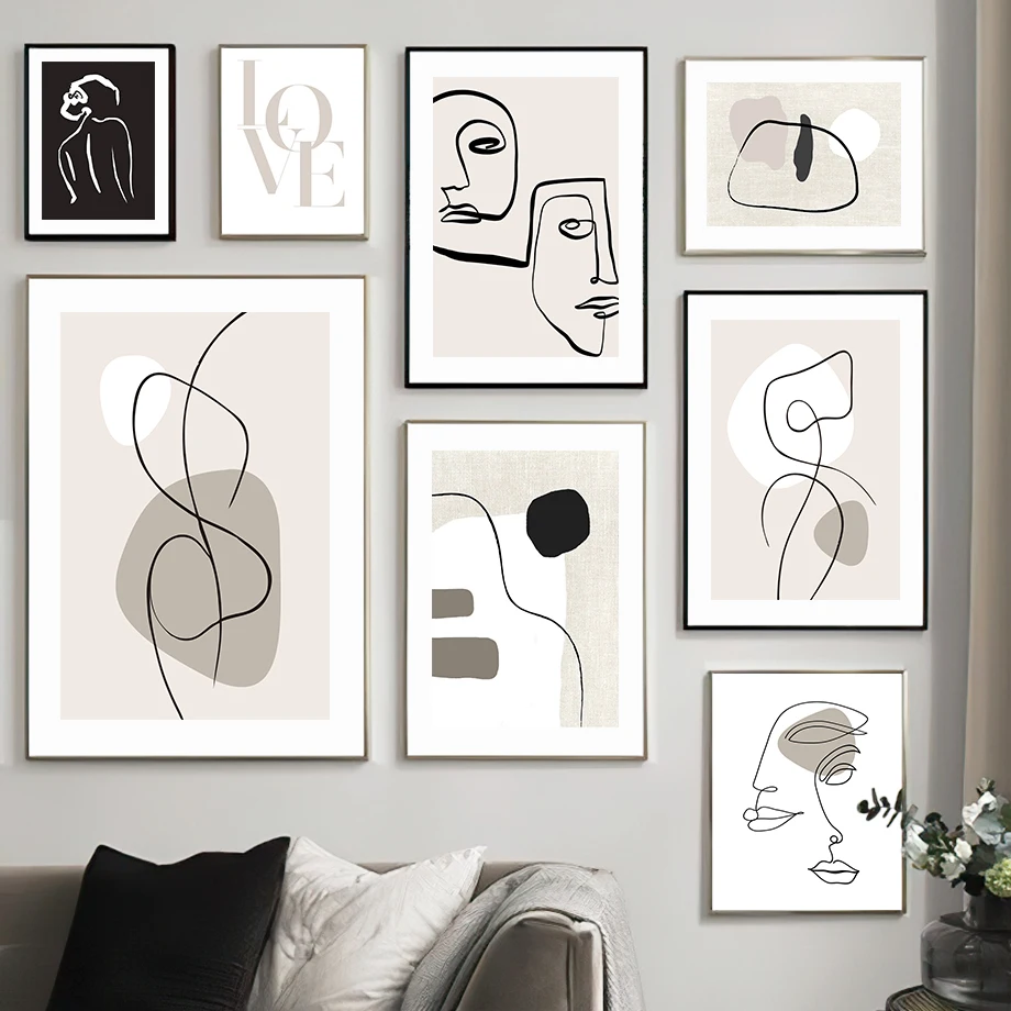 

Love Line Drew Body Face Modern Wall Art Canvas Painting Abstract Nordic Posters And Prints Wall Pictures For Living Room Decor