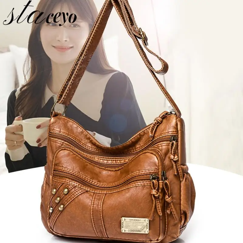 

Shoulder Bags For Women Vintage Brand Crossbody Bags Luxury Female Bag Brown Soft Shopper Bag Bolso Mujer