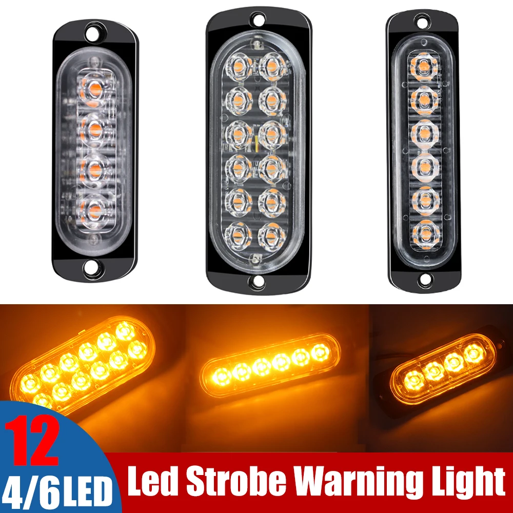 

4/6/12Led Strobe Warning Light Cheap Strobe Grille Flashing Lightbar Truck Car Beacon Lamp Amber Traffic Light 12V 24V Car Light