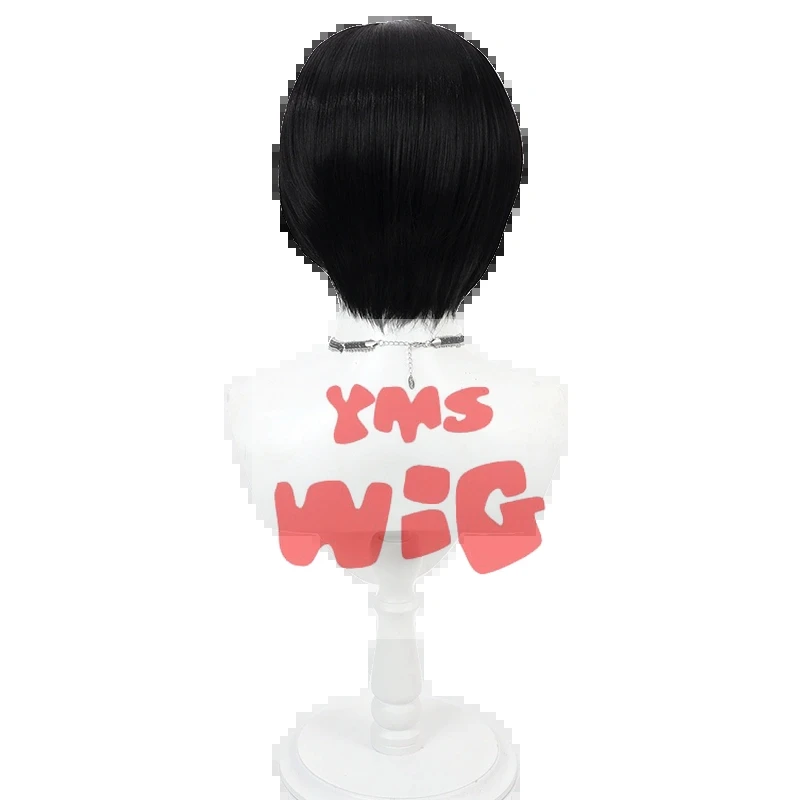 Аниме Mashle: Magic and Muscles Finn Ames Косплей Парик Короткий Черный Желтый Средняя Часть