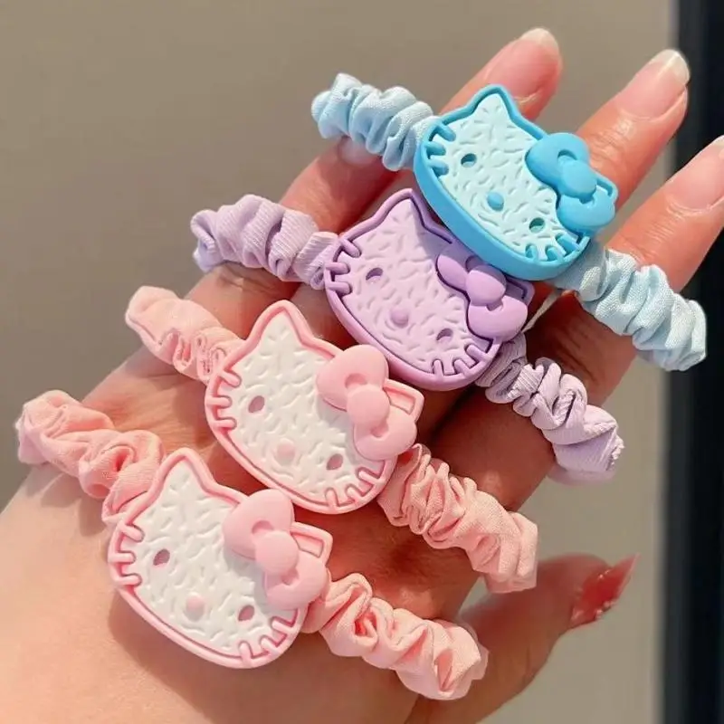 

Kawaii Sanrio Cartoon Hello Kitty Hair Rope Hot Sale The Same Cute and Sweet Student Hair Ring Tie Head Rubber Band Headdress