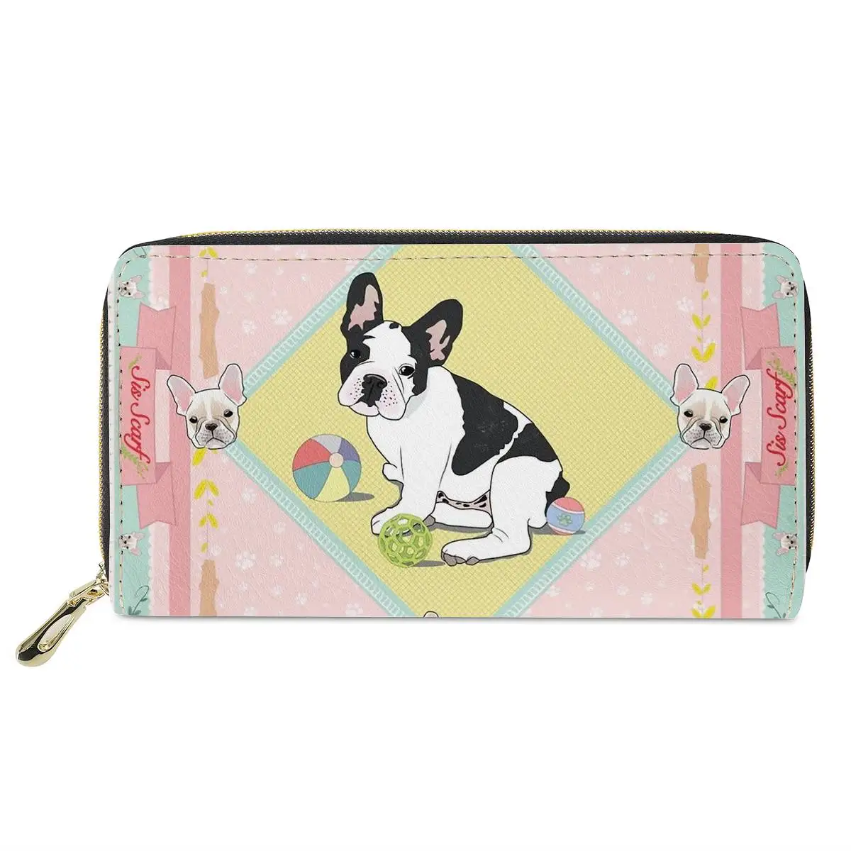 Cartoon Dog Design Long Wallet Premium Kawaii Teenager Zipper Portomonee Personalized Customized Clutch Bag Woman Decoration