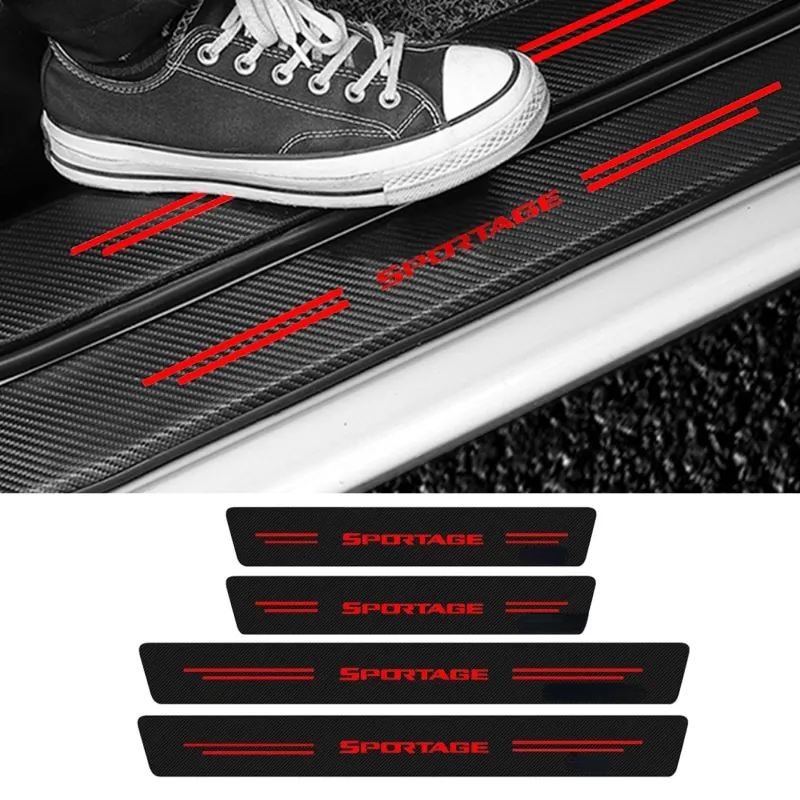 

4PCS Car Door Sill Protector Stickers Carbon Fiber Threshold Decals for KIA Sportage RIO Soul 2 3 K2 K3 K5 K4 Seltos KN KX3 Ceed