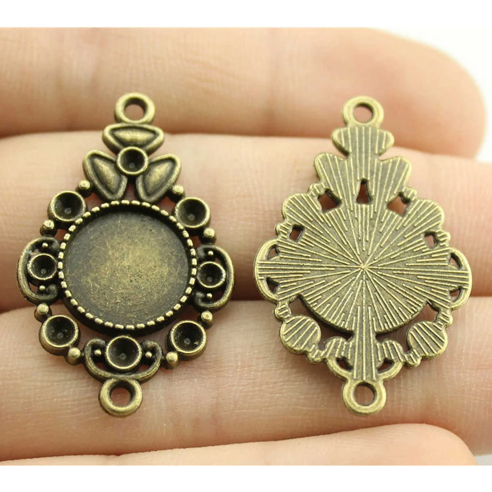 

10pcs 12mm Inner Size 34x21mm Outer Size Antique Bronze Plated Zinc Alloy Cameo Cabochon Base Setting Connector